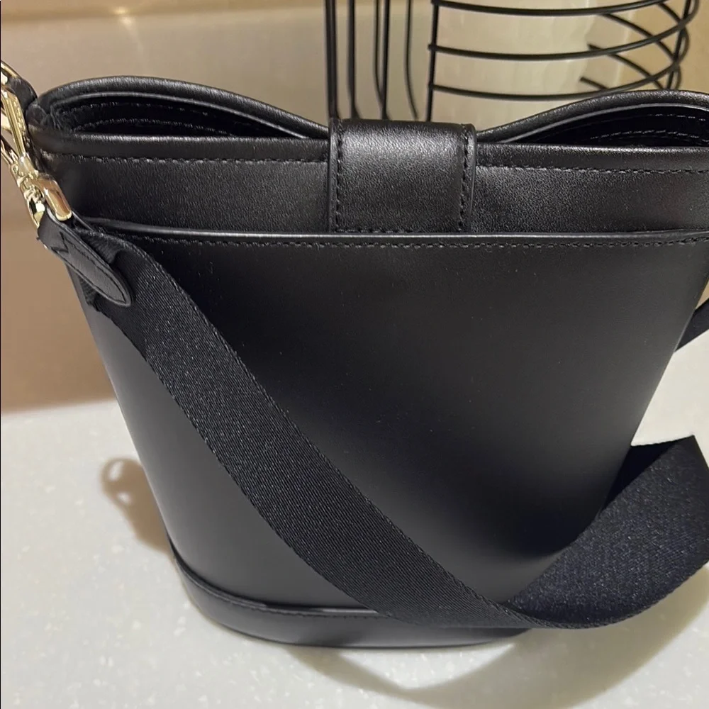 kate spade Black Leather Bucket Shoulder Bag with Gold Accent - Picture 3 of 5